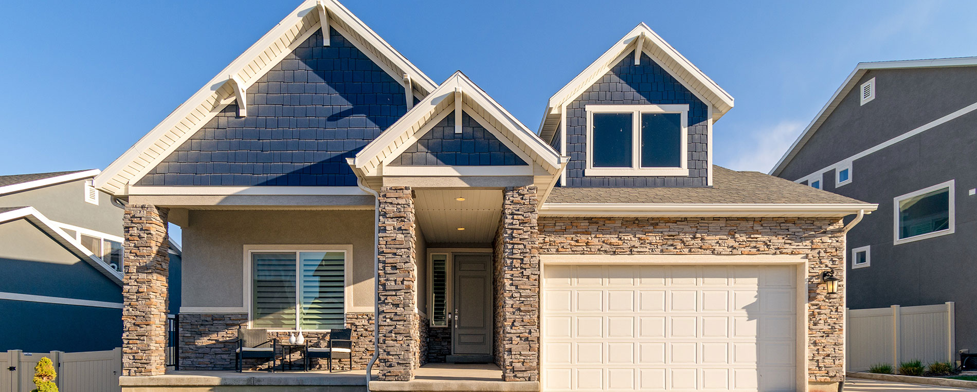 Front view of a modern home with a newly installed garage door in Anaheim, California